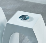 Modern Design MDF Dining Table with White Finish, Clear Glass Top, For 6 People W1241S00012-djyc