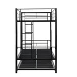 Over Twin Bunk Bed Frame with Trundle,Metal Bunkbed with Sturdy Guard Rail and 2 sideLadders for Kids/Adults,Can be Divided Into Two Beds, No Box Spring Needed, Noise Free for Dorm,Black W1916115338-djyc