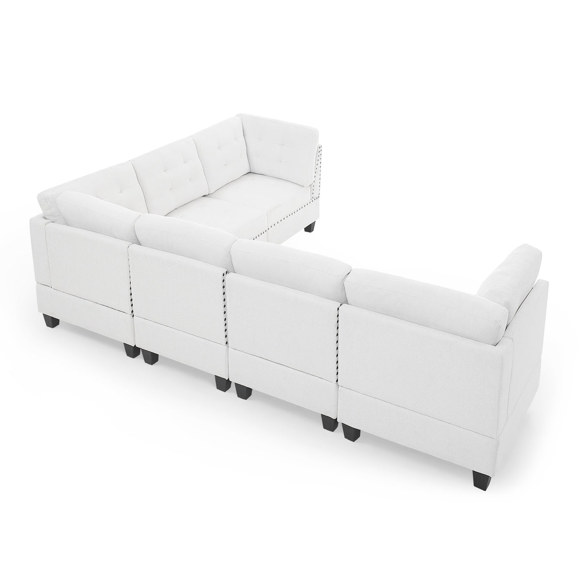 L shape Modular Sectional Sofa,DIY Combination,includes Three Single Chair and Three Corner ,Ivory Chenille W487S00197-djyc