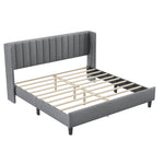 King size Upholstered Platform Bed Frame with Headboard, Mattress Foundation, Wood Slat Support, Quiet, no Box Spring Needed, Easy to Assemble Light Grey W1793140460-djyc