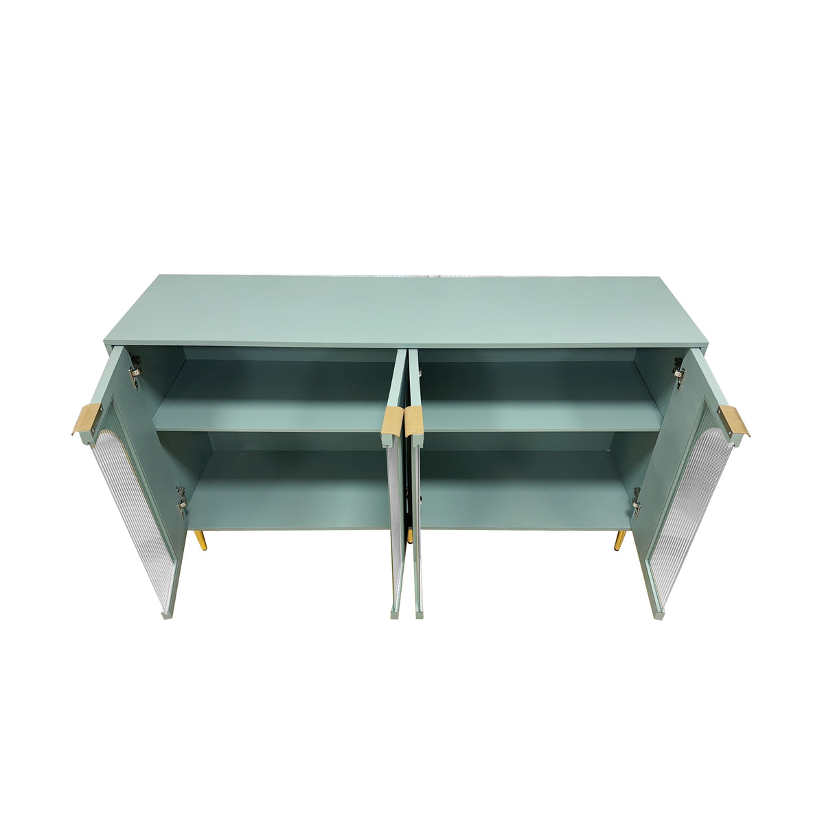 Accent Cabinet Lacquered Wooden Cabinet with 4 Glass Doors Sideboard Buffet Server Cabinet Storage Cabinet, for Living Room, Entryway, Hallway, Office, Kitchen and Dining Room, Mint Green W1435P170161-djyc