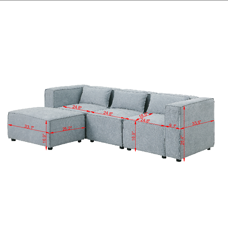 modular sofa Grayish bluechenille fabric,simple and grand, the seat and back is very soft. this is also a KNOCK DOWN sofa W1099S00110-djyc