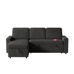 85.8" Pull Out Sleeper Sofa L-Shaped Couch Convertible Sofa Bed with Storage Chaise And Storage Racks,With USB Port And T-pyce Port W834S00265-djyc