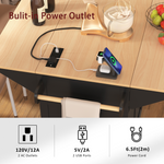 K&K 55.7'' Large Kitchen Island with 2 Drop Leaf,, Rolling Kitchen Cart on 5 Wheels with Power Outlet, Folding Storage Dining Table with Spice & Towel Rack , 3 Drawers, for Kitchen, Dining Room,Black N707P186617B-djyc