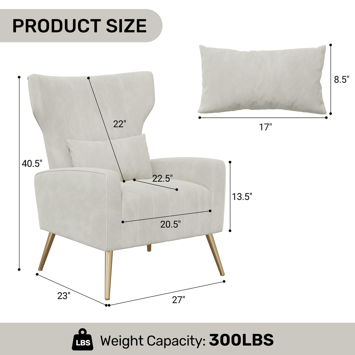 Fashionable High-Back Velvet Upholstered Armchair: High-Density Foam & Adjustable Feet FU01055-wz