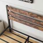 Full Size Platform Bed Frame with Rustic Vintage Wood Headboard, Strong Metal Slats Support Mattress Foundation, No Box Spring Needed Rustic Brown W84084262-djyc