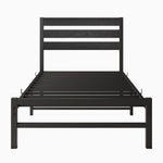 Twin Size Platform Bed Frame with Rustic Vintage Wood Headboard, No Box Spring Needed Black W840P164954-djyc