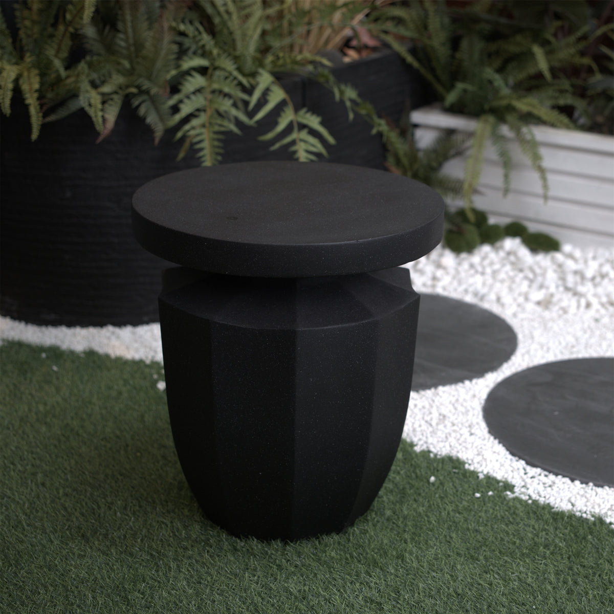 Decorative Garden End Table, 20.3" H Modern Heavy Duty Patio Sturdy Faux Terrazzo Accent Table Side Table Plant Table for Indoor Outdoor W2734P194118-djyc