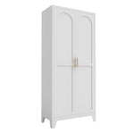 71'' 2 Shapely Doors Cabinet, Metal Storage Cabinet with Doors and Adjustable Shelves, for Bedroom, Living Room, Kitchen (White) W3387P306305-djyc