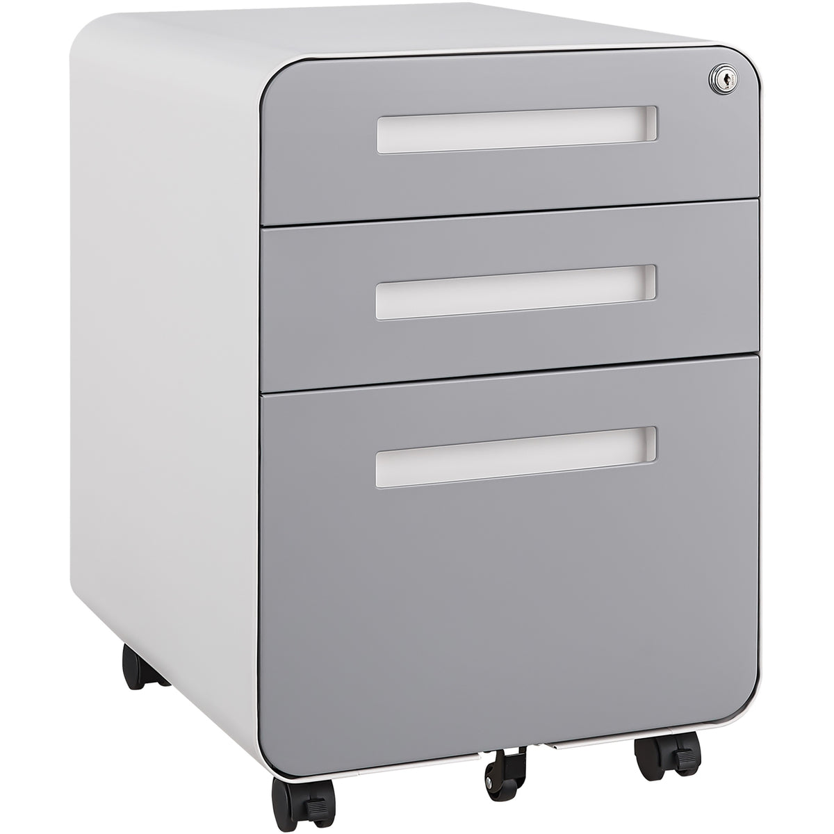 3 Drawer Mobile File Cabinet Under Desk Office,Simple Style Versatile Storage Cabinet for Legal/Letter/A4 Files, 5 Wheel Design Anti-Tilting Cold Rolled Steel Waterproof Moisture-Proof Black W1247P145909-djyc