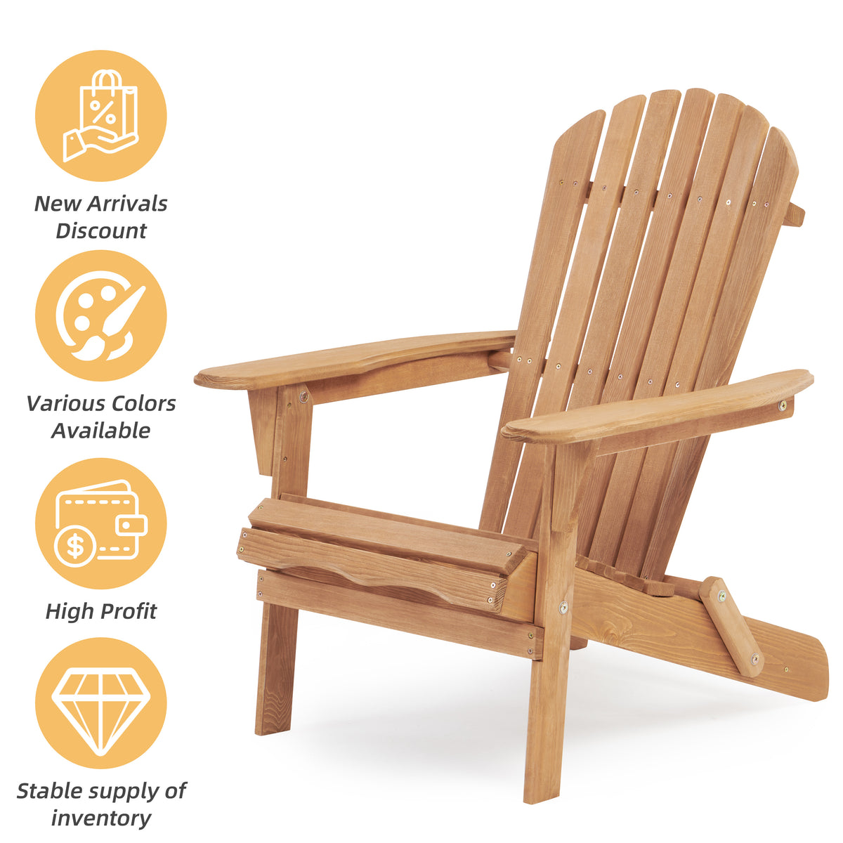 Wooden Outdoor Folding Adirondack Chair Set of 2 Wood Lounge Patio Chair for Garden,Garden, Lawn, Backyard, Deck, Pool Side, Fire Pit,Half Assembled, W139058473-djyc