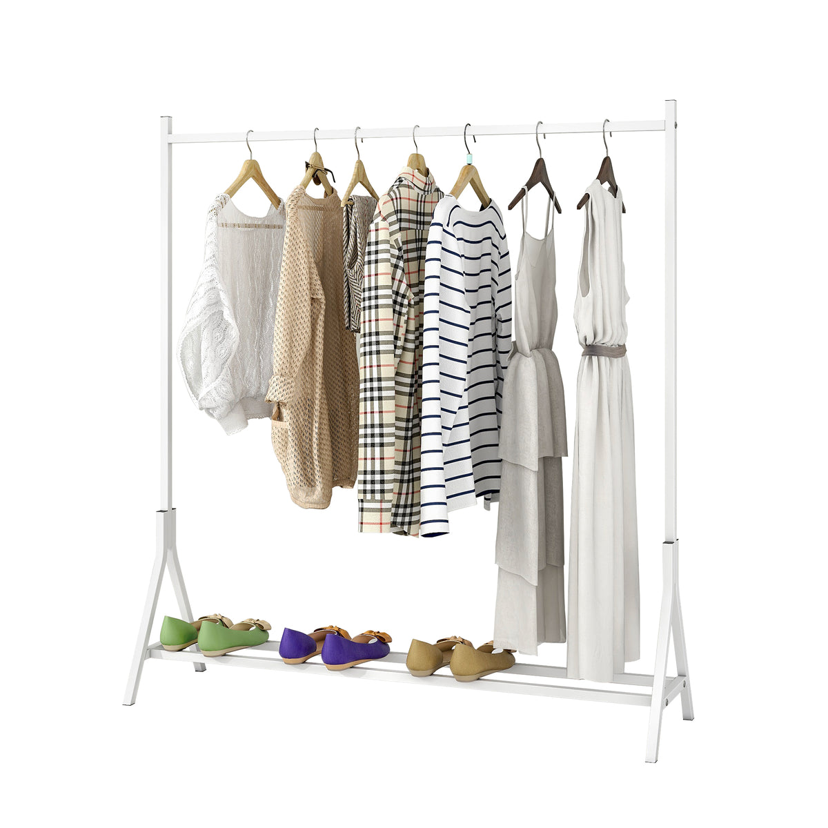 Garment Rack Freestanding Hanger Multi-functional Single pole Bedroom Clothing Rack Bedroom, White W840P201093-djyc