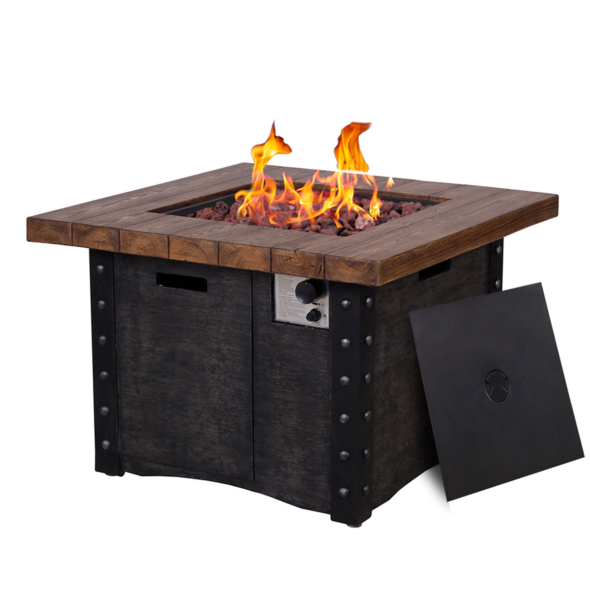 Good Product 50,000 BTU Outdoor Gas Fire Table , Faux Woodgraine table top Fire Pit W2029120112-djyc