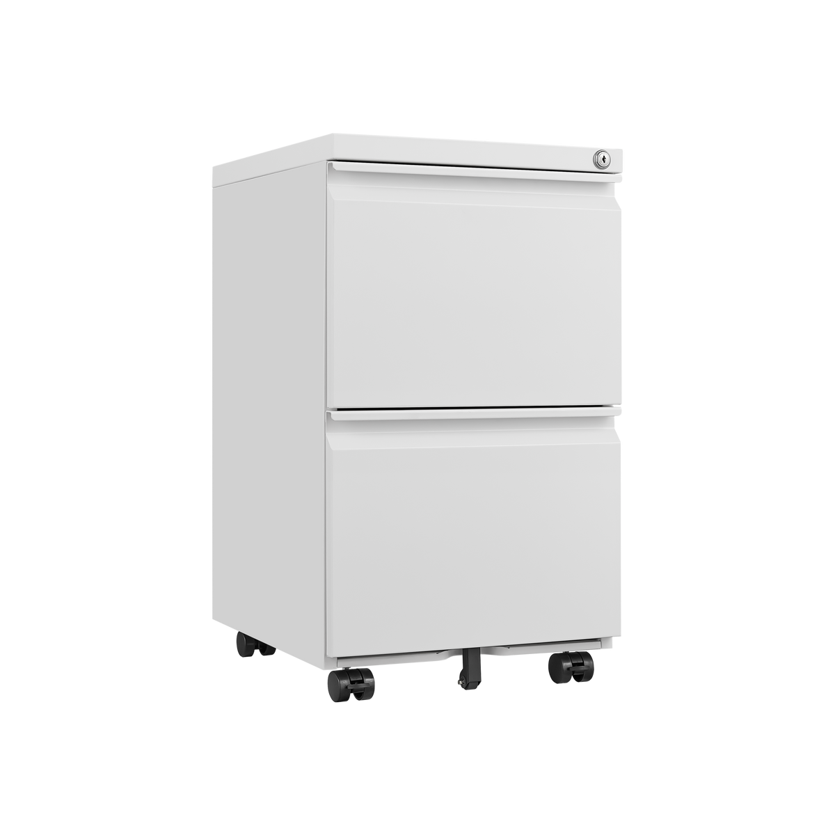 Metal 2 Drawers Mobile File Cabinet with Lock, Under Desk Office Steel Filing Cabinet, 25.6''H Legal/Letter Size Files Storage Cabinet,White W1247125572-djyc