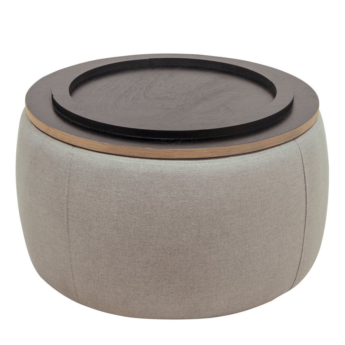 Round Storage Ottoman, 2 in 1 Function, Work as End table and Ottoman,Grey (25.5"x25.5"x14.5") W48735177-djyc