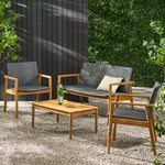Charming Transitional Acacia Wood Loveseat and Club Chair Set with Classic Wicker Seating 73992.00GRY-djyc