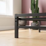 Twin Size Platform Bed Frame with Rustic Vintage Wood Headboard, Strong Metal Slats Support Mattress Foundation, No Box Spring Needed Rustic Brown W84084261-djyc