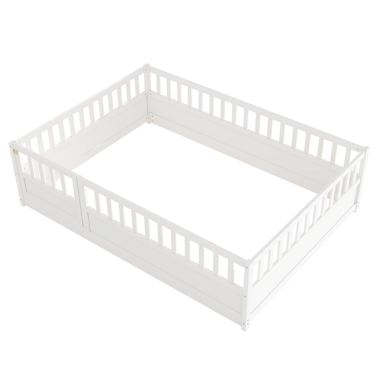 Full sizeFloor bed, integral construction with super high security barrier, door, children's floor bed frame, Montessori wooden children's floor bed, white W1858P164931-djyc