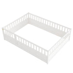 Full sizeFloor bed, integral construction with super high security barrier, door, children's floor bed frame, Montessori wooden children's floor bed, white W1858P164931-djyc