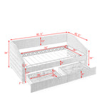 Twin Size Daybed with Two Drawers Trundle Upholstered Tufted Sofa Bed, Linen Fabric, Beige (82.5"x42.5"x34") W487S00175-djyc