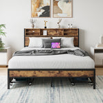 Queen Bed Frame withStorage Headboard and 4 Drawers W840134067-djyc