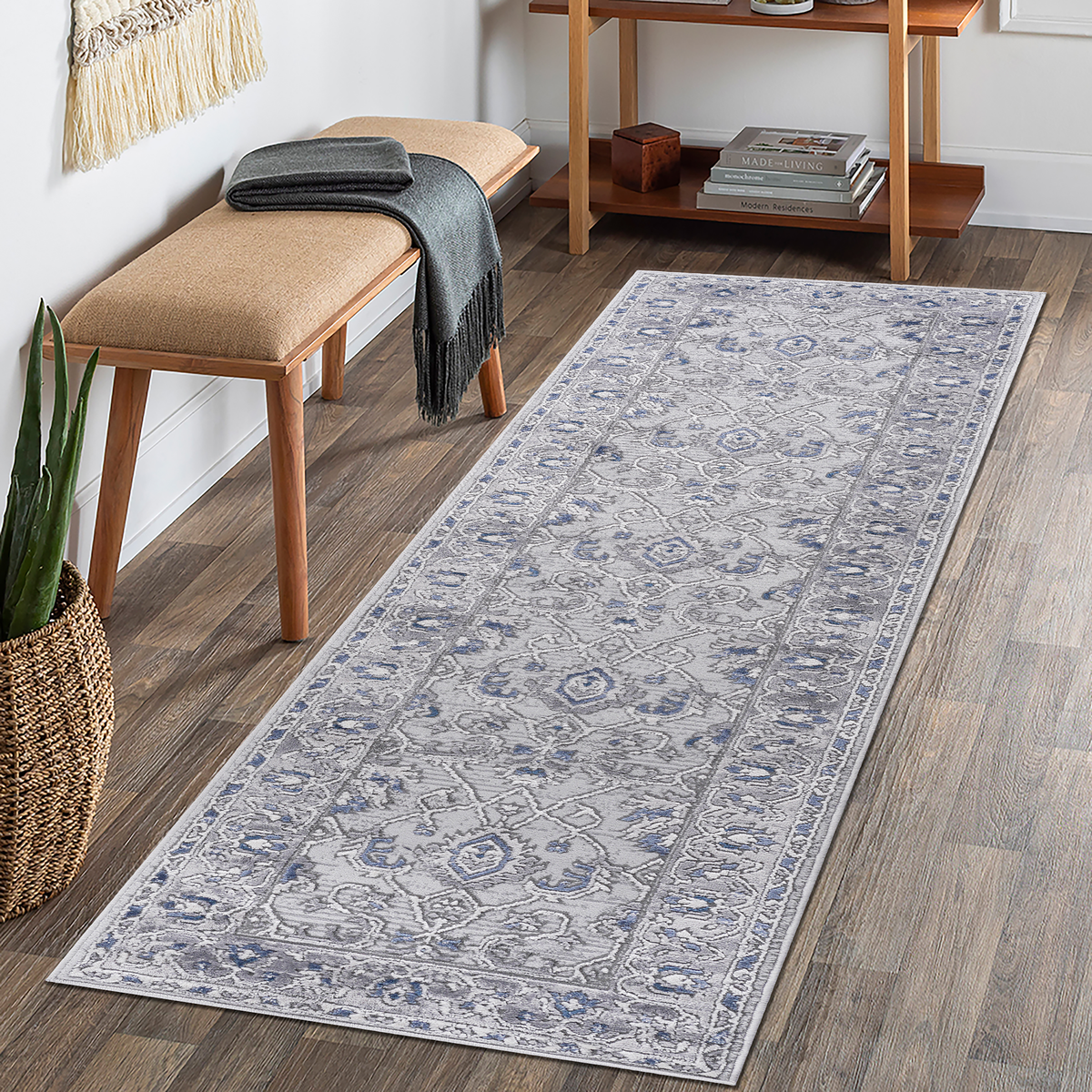 MARFI Collection 2X8 Grey / Blue / Oriental Runner Rug-B189P183485