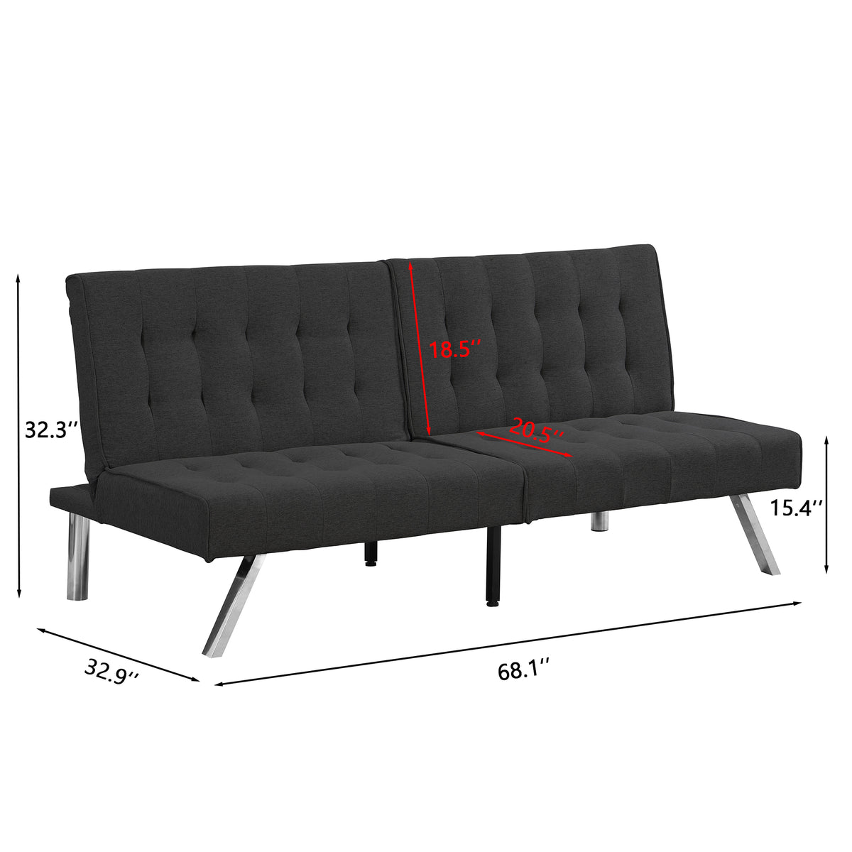 WOOD FRAME, STAINLESS LEG, FUTON, SOFA BED BLACK W21482229-djyc