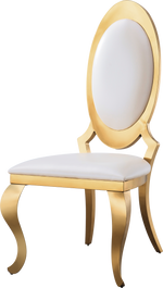 Leatherette Dining Chair with Oval Backrest Set of 2, Stainless Steel Legs. Size: 22"Lx26"Dx44"H W124157599-djyc