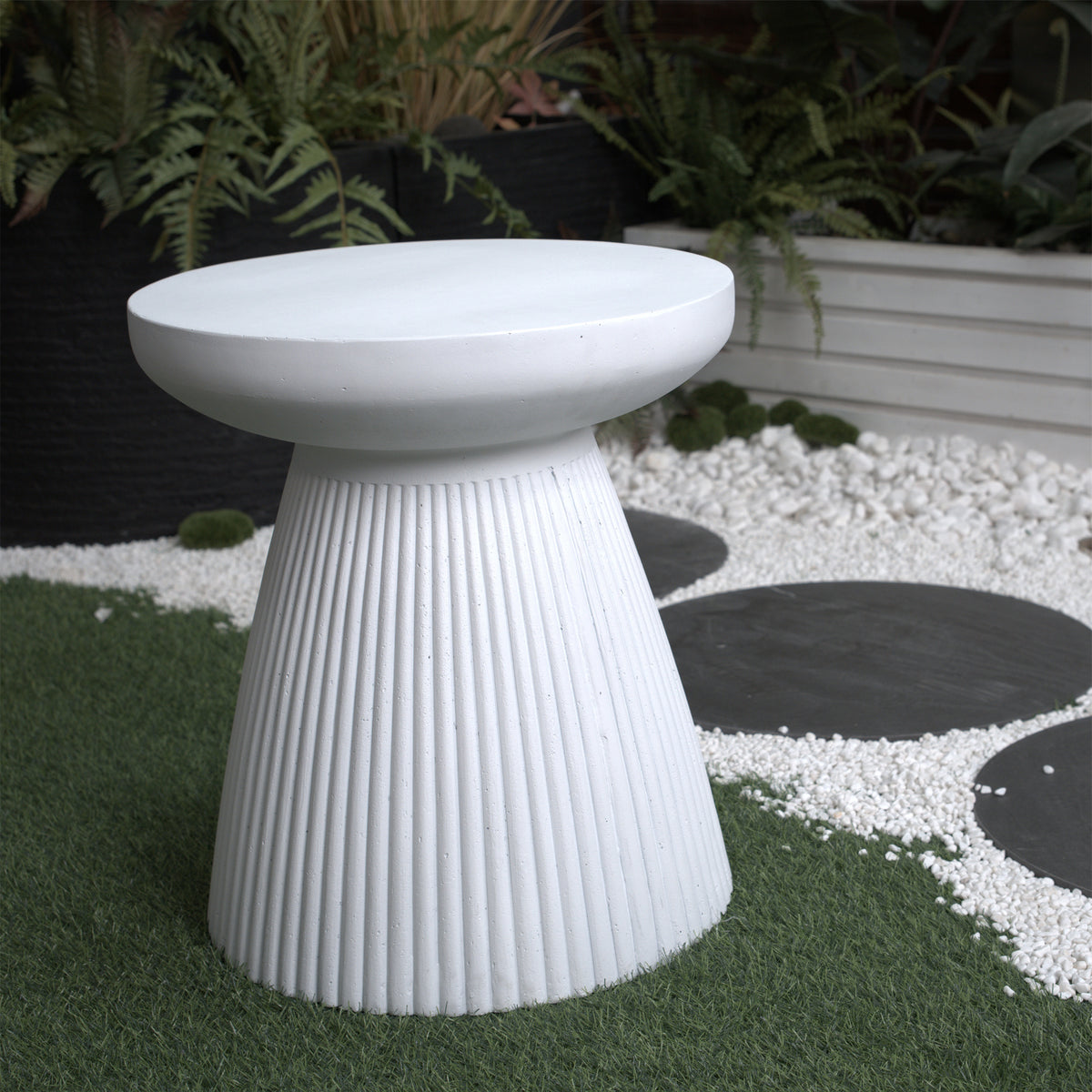 Decorative Garden End Table, 18.1" H Modern Heavy Duty Patio Sturdy Faux Terrazzo Accent Table Side Table Plant Table for Indoor Outdoor W2734P194120-djyc