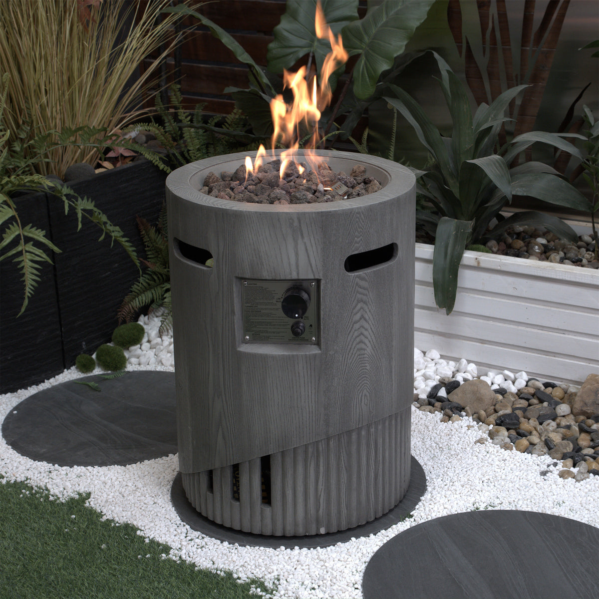 32000 BTU, CSA Certification Diameter 20 Inch Round Outdoor Gas Fire Pit,Contain 2.5kg Lava Stone And Rainproof Cover,Magnesium Oxide Cultured Stone Surface Finished,, More Suitable for Outdoor Garden W2734P194101-djyc