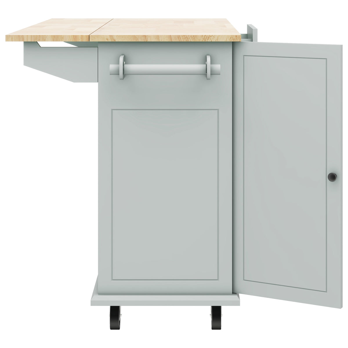 Kitchen Island with Drop Leaf, 53.9" Width Rolling Kitchen Cart on Wheels with Internal Storage Rack and 3 Tier Pull Out Cabinet Organizer, Kitchen Storage Cart with Spice Rack, Towel Rack (Grey Blue) WF312383AAG-djyc