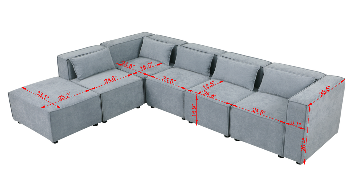 modular sofa BEIGE chenille fabric,simple and grand, the seat and back is very soft. this is also a KNOCK DOWN sofa W1099S00129-djyc