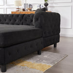 126-inch Modern Style Chenille Three Piece Sofa, Pull Point Design U-shaped Sofa two Chaise Longue Seats, two Pillows and Plastic Feet, Suitable for Living room, Bedroom, Lounge and Projection Room W834S00330-djyc