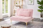 Convertible single sofa bed futon with gold metal legs teddy fabric (Pink) W1097123595-djyc