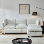 96.5'Sectional Couch for Living room, Upholstered Soft Chenille Fabric Sofa, 3-Seater with One Ottoman L Shape Sofa Beige-W1097S00279