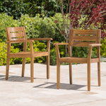 STAMFORD Dining Chairs Set of 2,Acacia Wood Patio Armchair,for Backyard, Poolside, Garden,Teak N762P251941A-djyc