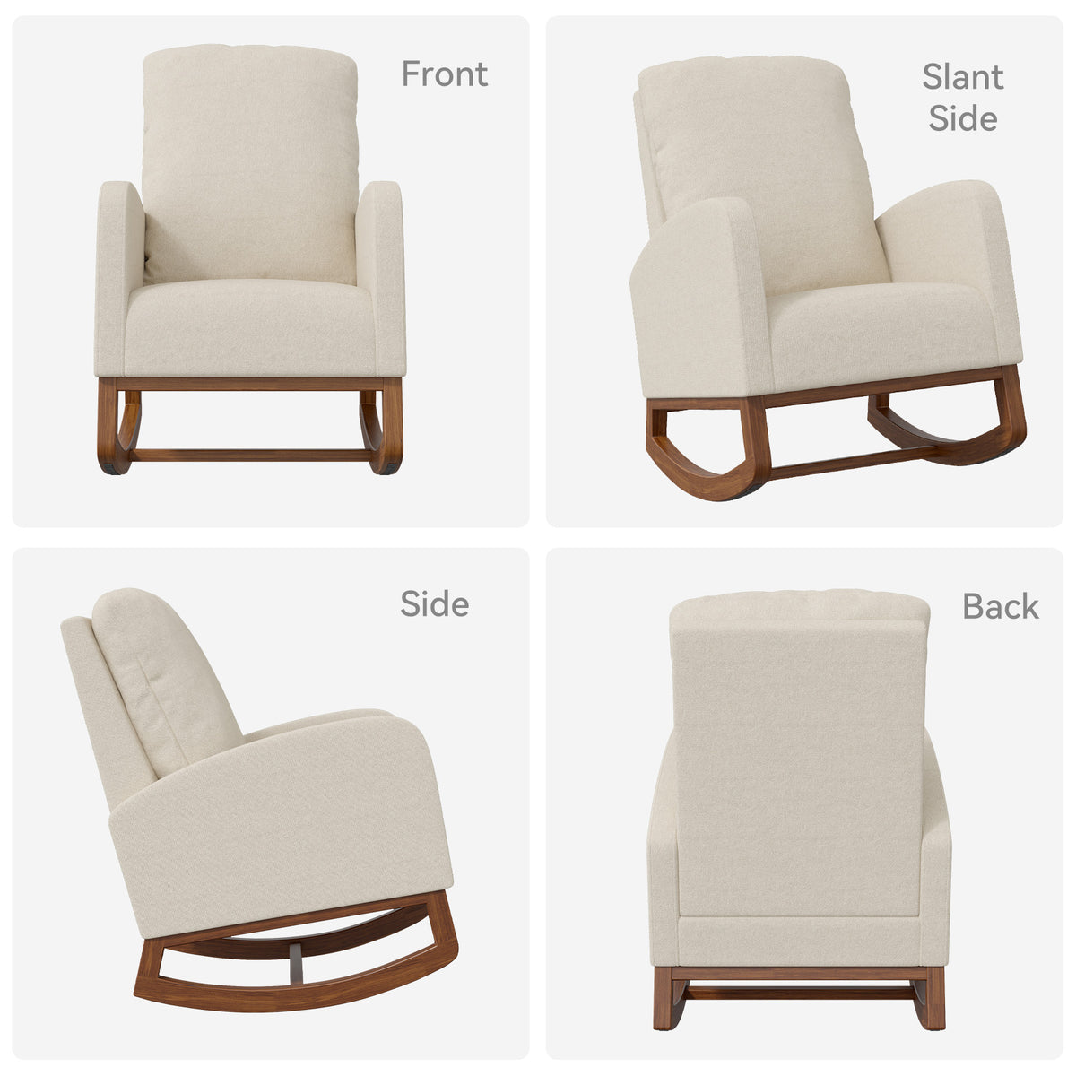 Lounge Fabric Accent Rocking Chair：Durable Wooden Legs&Towel Fabric FU01069-wz