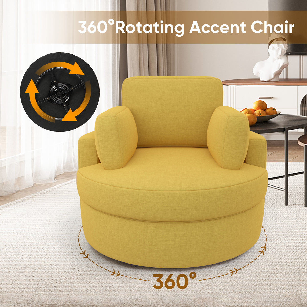 Modern Lounge Sofa and Ottoman Set: 360° Swivel & Storage Ottoman FU01046-wz