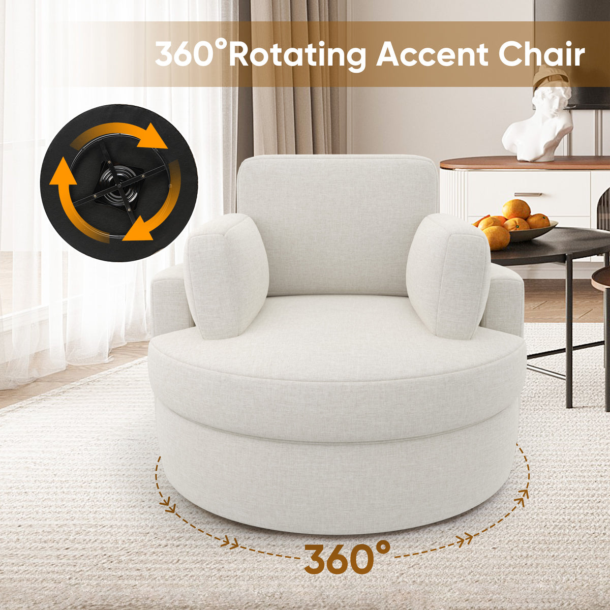 Modern Lounge Sofa and Ottoman Set: 360° Swivel & Storage Ottoman FU01046-wz