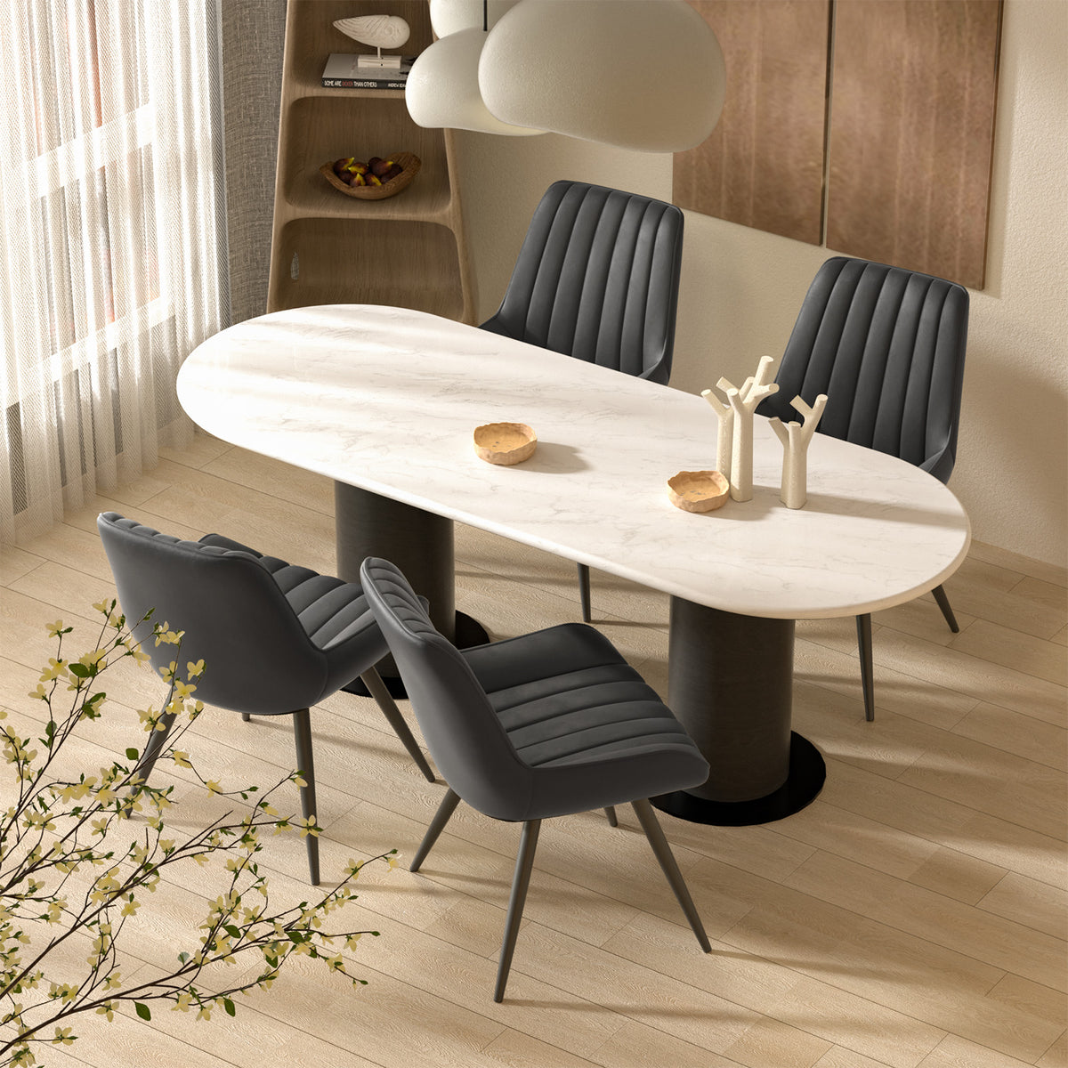 Modern Minimalist High-Back Dining Chair: High-Density Sponge Cushion & Ergonomic Design FU01043-wz