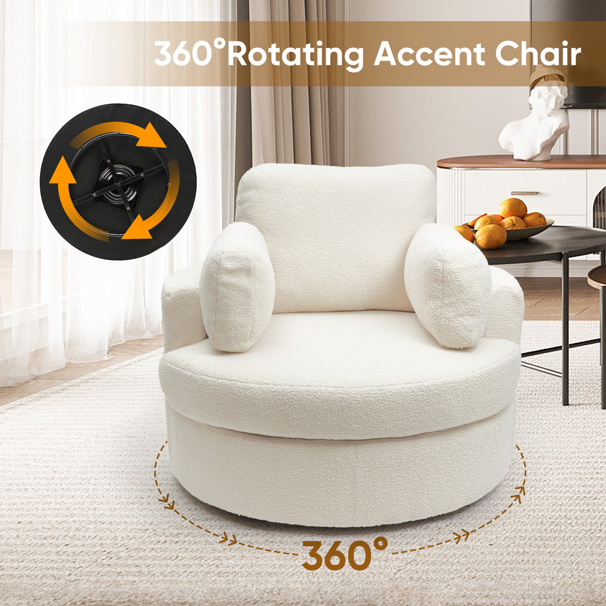 Modern Lounge Sofa and Ottoman Set: 360° Swivel & Storage Ottoman FU01046-wz