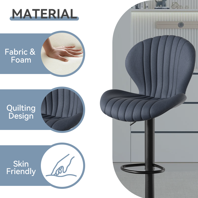 Modern Minimalist 360° Rotating Bar Stool: Resilient Foam & Ergonomic Design FU01023-wz