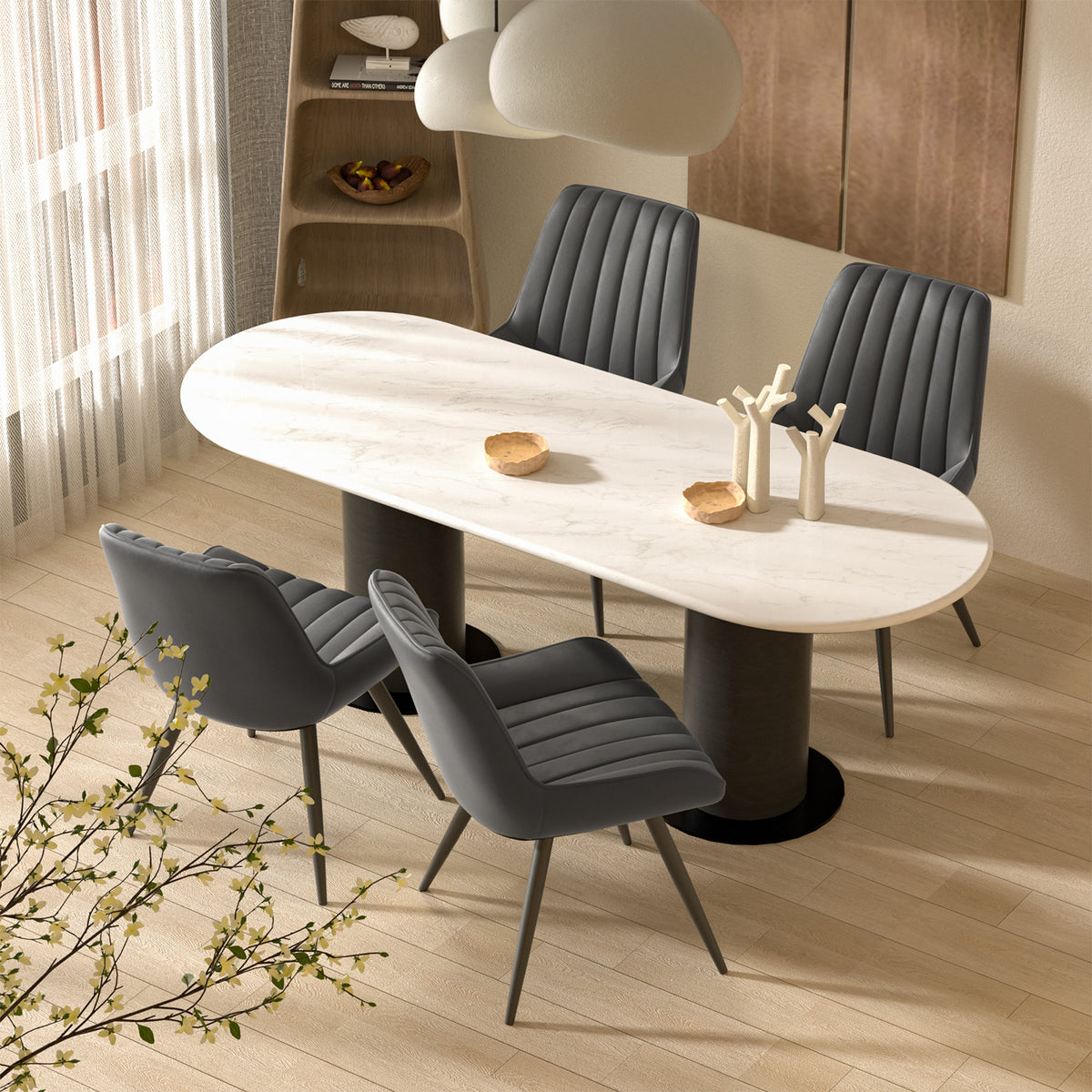 Modern Minimalist High-Back Dining Chair: High-Density Sponge Cushion & Ergonomic Design FU01043-wz