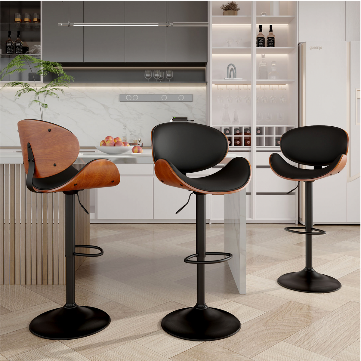 Modern Minimalist Adjustable Bar Stool: 360° Swivel & Waterproof Cushion FU01049-wz