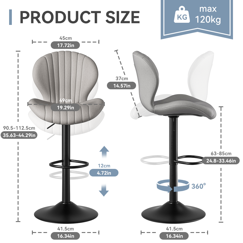 Modern Minimalist 360° Rotating Bar Stool: Resilient Foam & Ergonomic Design FU01023-wz