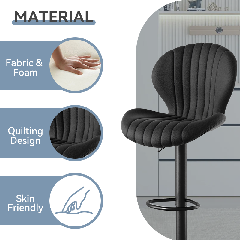 Modern Minimalist 360° Rotating Bar Stool: Resilient Foam & Ergonomic Design FU01023-wz