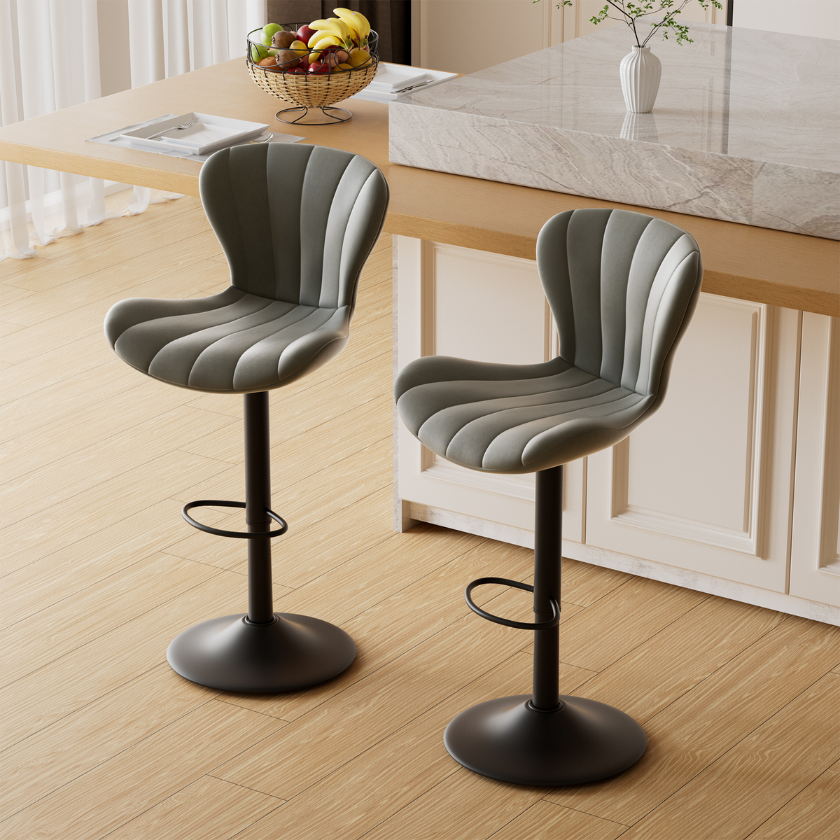 High-End Waterproof and Breathable Bar Stool: Wide Footrest & Comfortable Wide Seat FU01052-wz