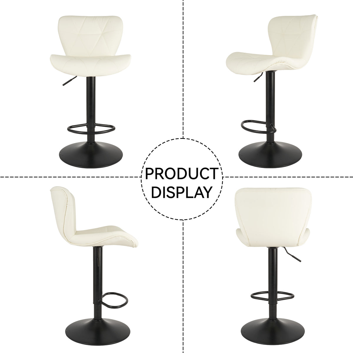 Modern Waterproof and Scratch-Resistant Bar Stool: Diamond-Shaped Leather Backrest & Exquisite Hand-Stitching FU01034-wz