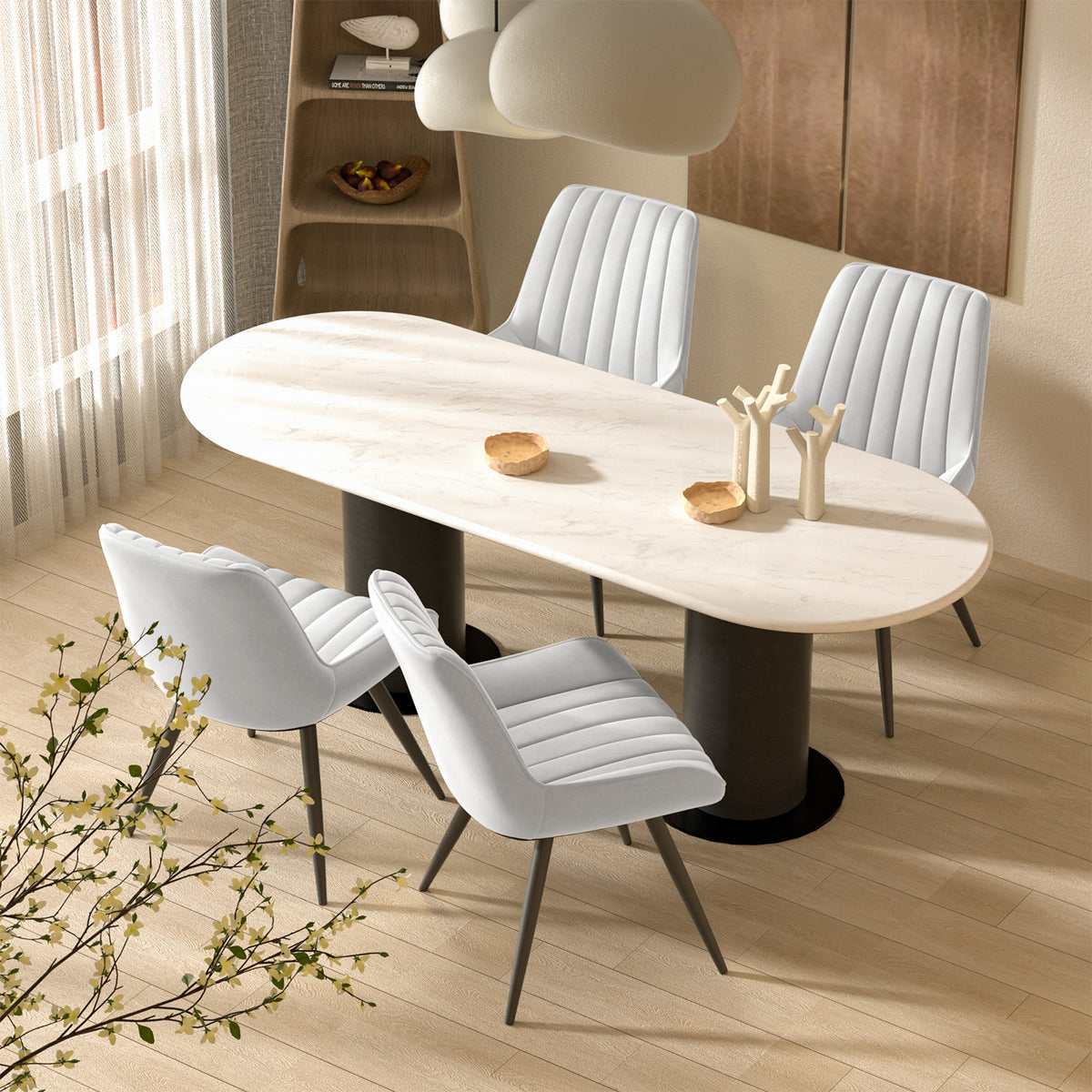 Modern Minimalist High-Back Dining Chair: High-Density Sponge Cushion & Ergonomic Design FU01043-wz