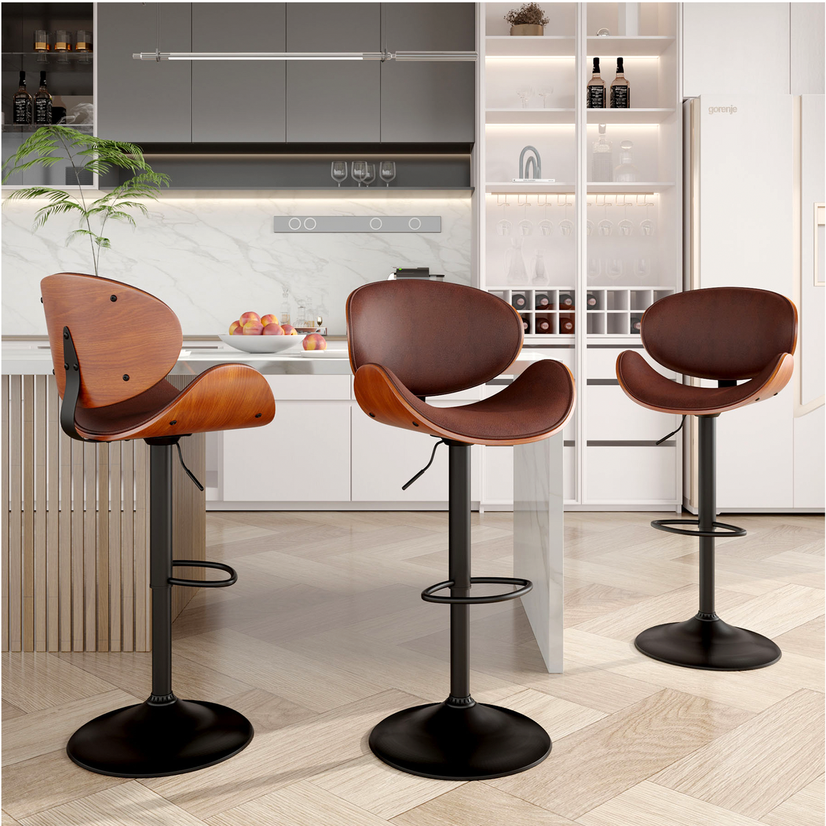 Modern Minimalist Adjustable Bar Stool: 360° Swivel & Waterproof Cushion FU01049-wz